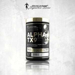 Envase de suplemento ALPHA TX9 de Kevin Levrone para potenciar testosterona test booster Alpha TX9