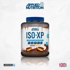 Envase de proteína en polvo ISO-XP sabor chocolate y maní
