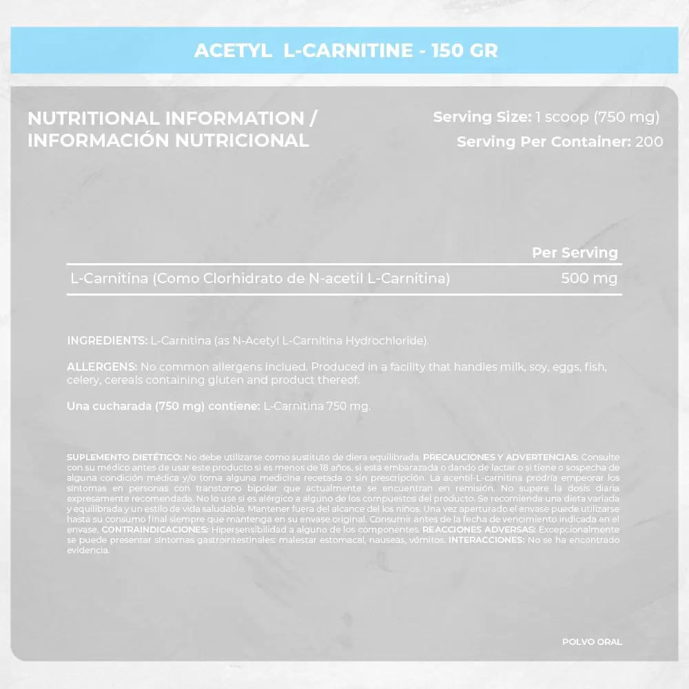 ACETYL L-CARNITINE 150GR - TN MARCA (1)